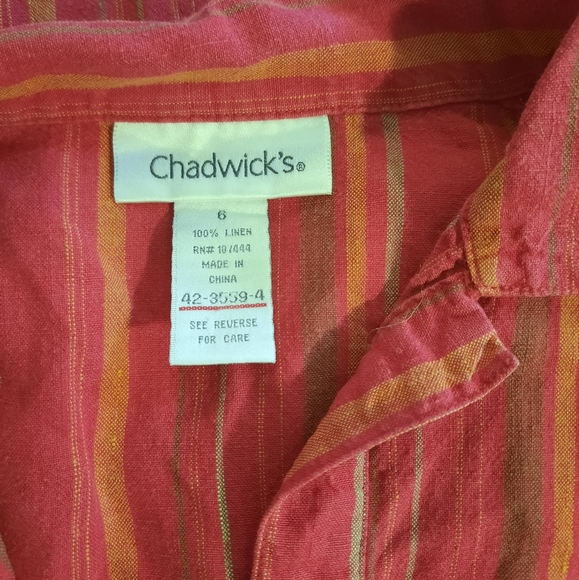Chadwicks linen striped tunic top blouse sz 6 *R - Picture 4 of 4